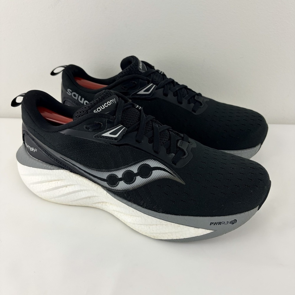 Saucony Triumph 22 Black‎ Gray Running Shoes Mens Size 9 Cushioned Athletic